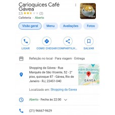 Cliente - CARIOQUICES CAFÉ GÁVEA  - Rio De Janeiro - RJ  